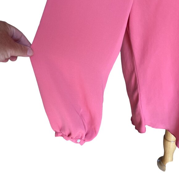 Lands' End Cowl Neck Blouse Sz 26W Rose Pink Chiffon Office Professional Tunic - Picture 5 of 14